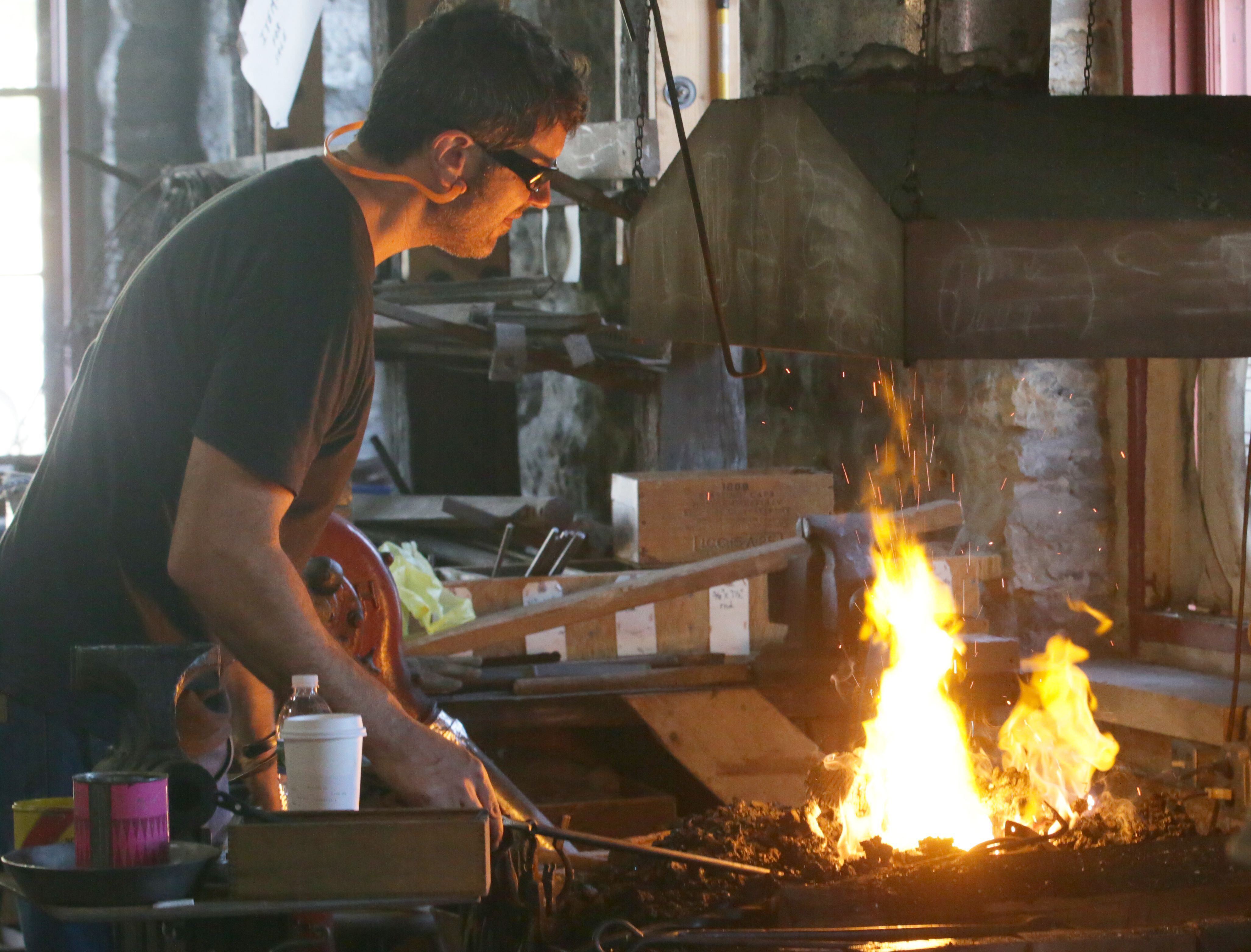 Doug Eichert, melts metal at the La Salle County Historical Blacksmith Shop during the 52nd annual Burgoo on Sunday, Oct. 9, 2022 in Utica.
