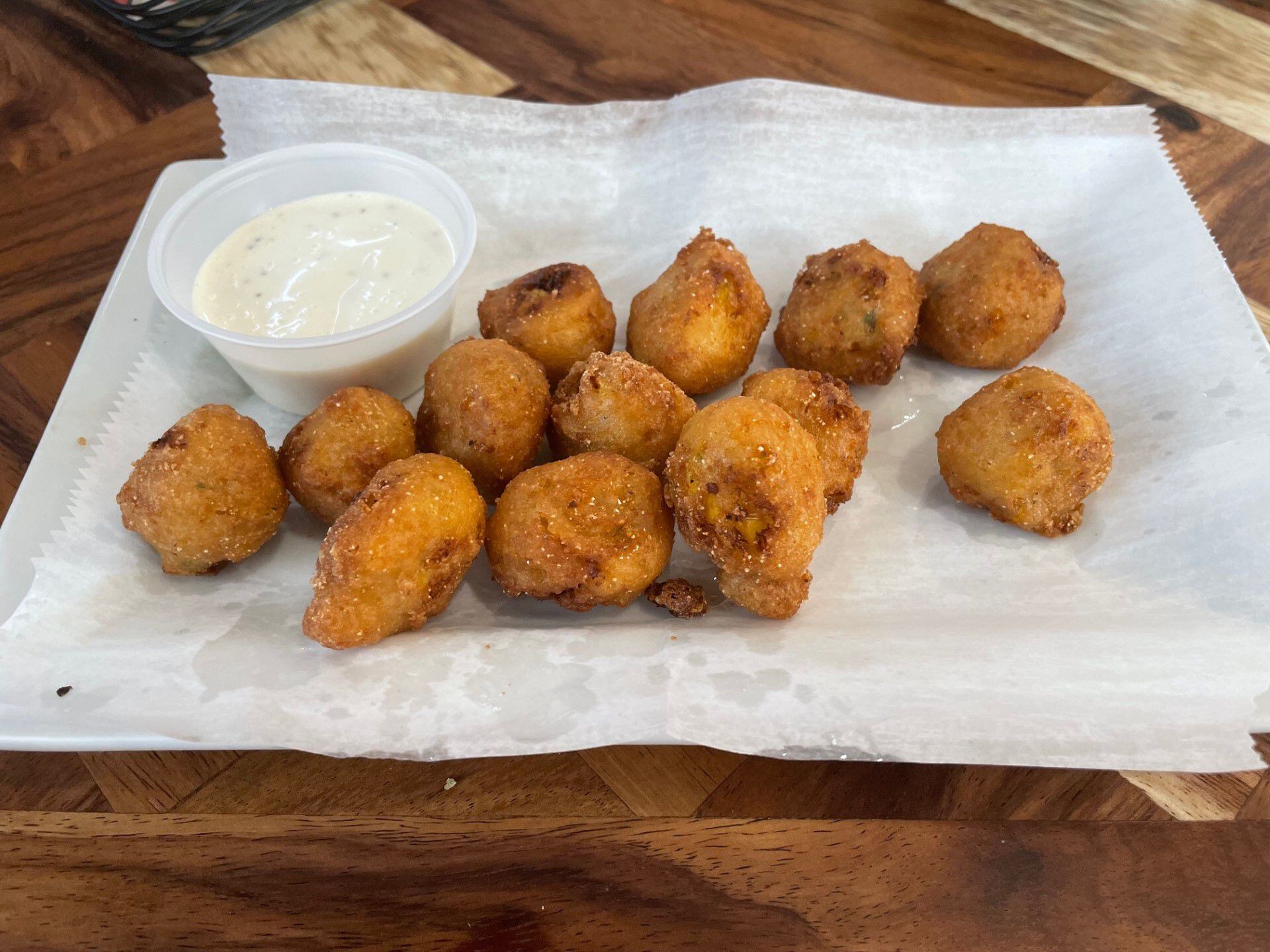 Tempura fried eloite bites, one of the more creative selections on the menu at Blue Margaritas in Oglesby. Inside the batter is charred corn tossed with lime, garlic, green onion, cilantro, chili, smoked paprika and five cheeses.