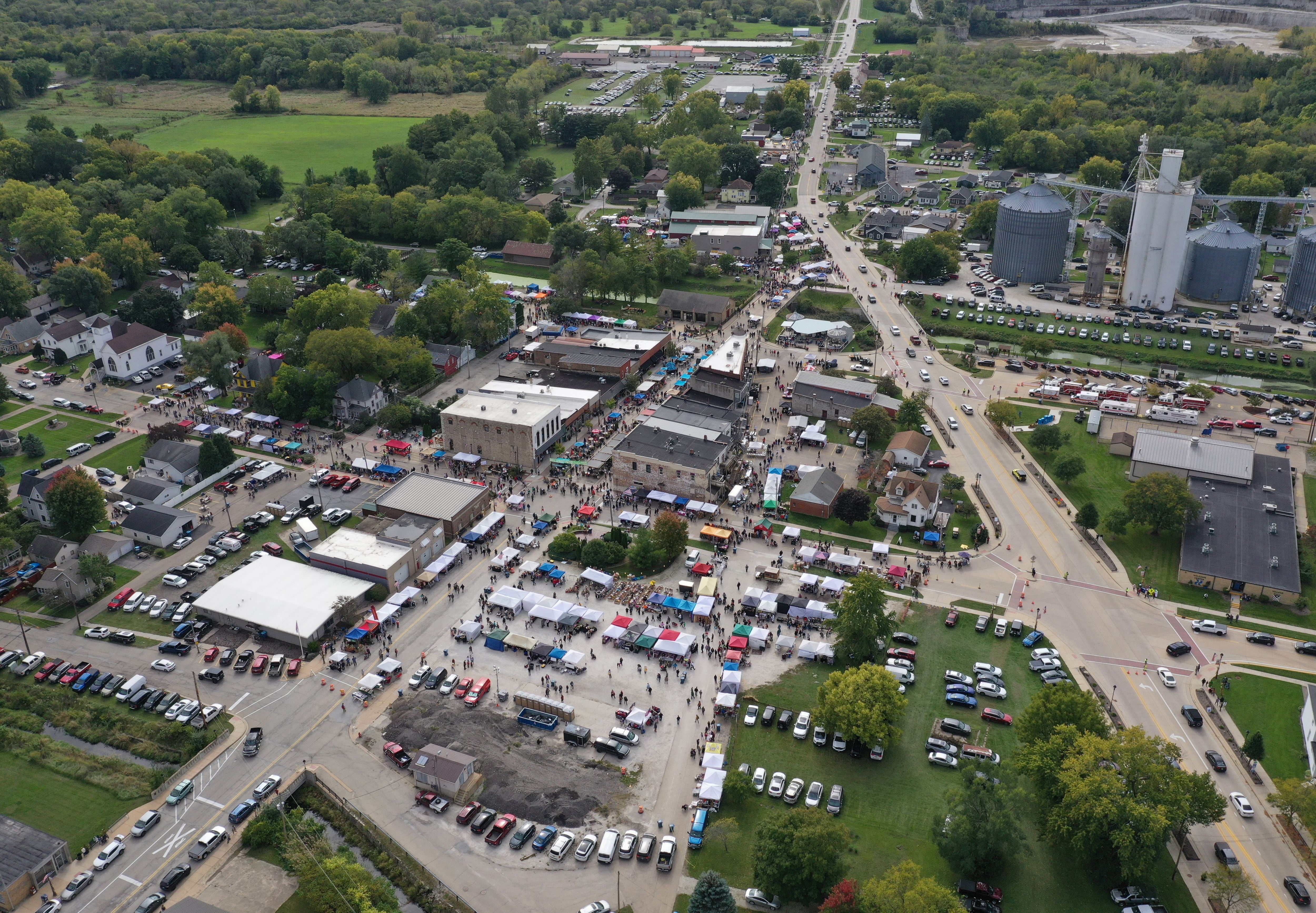 An aerial view of the 53rd annual Burgoo on Sunday, Oct. 8, 2023 downtown Utica.