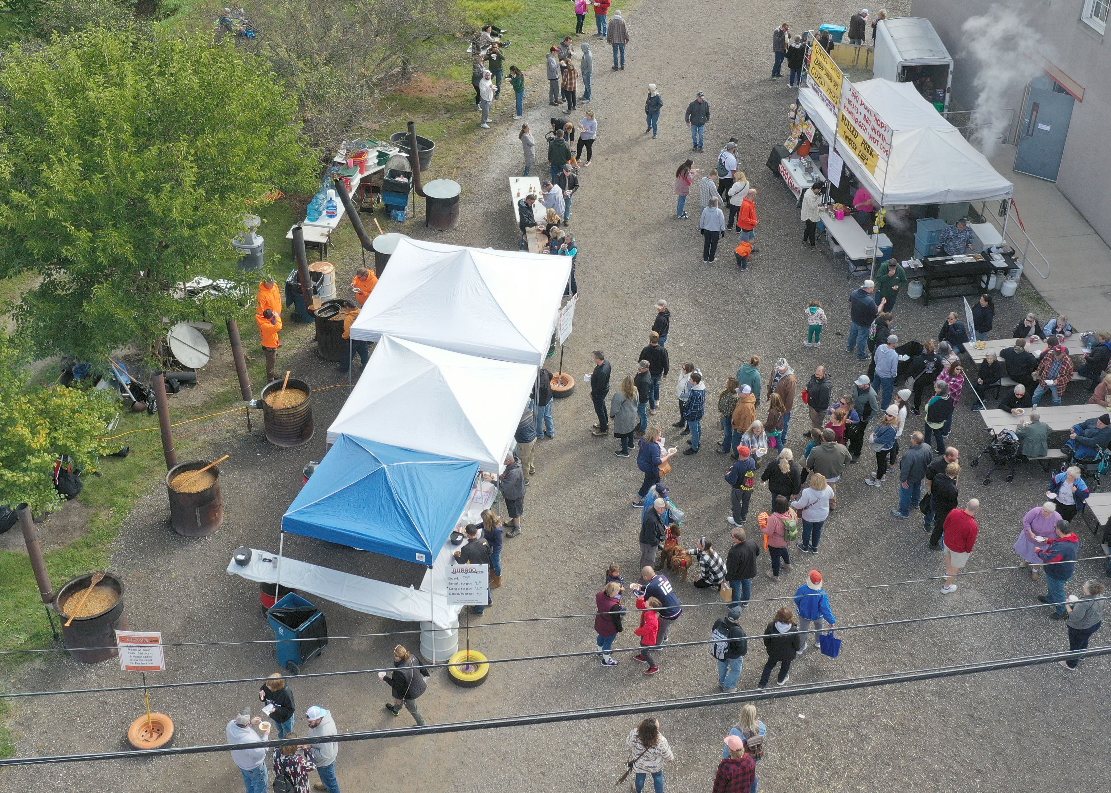 An aerial view of the Burgoo kettles during the 53rd annual Burgoo on Sunday, Oct. 8, 2023 downtown Utica.