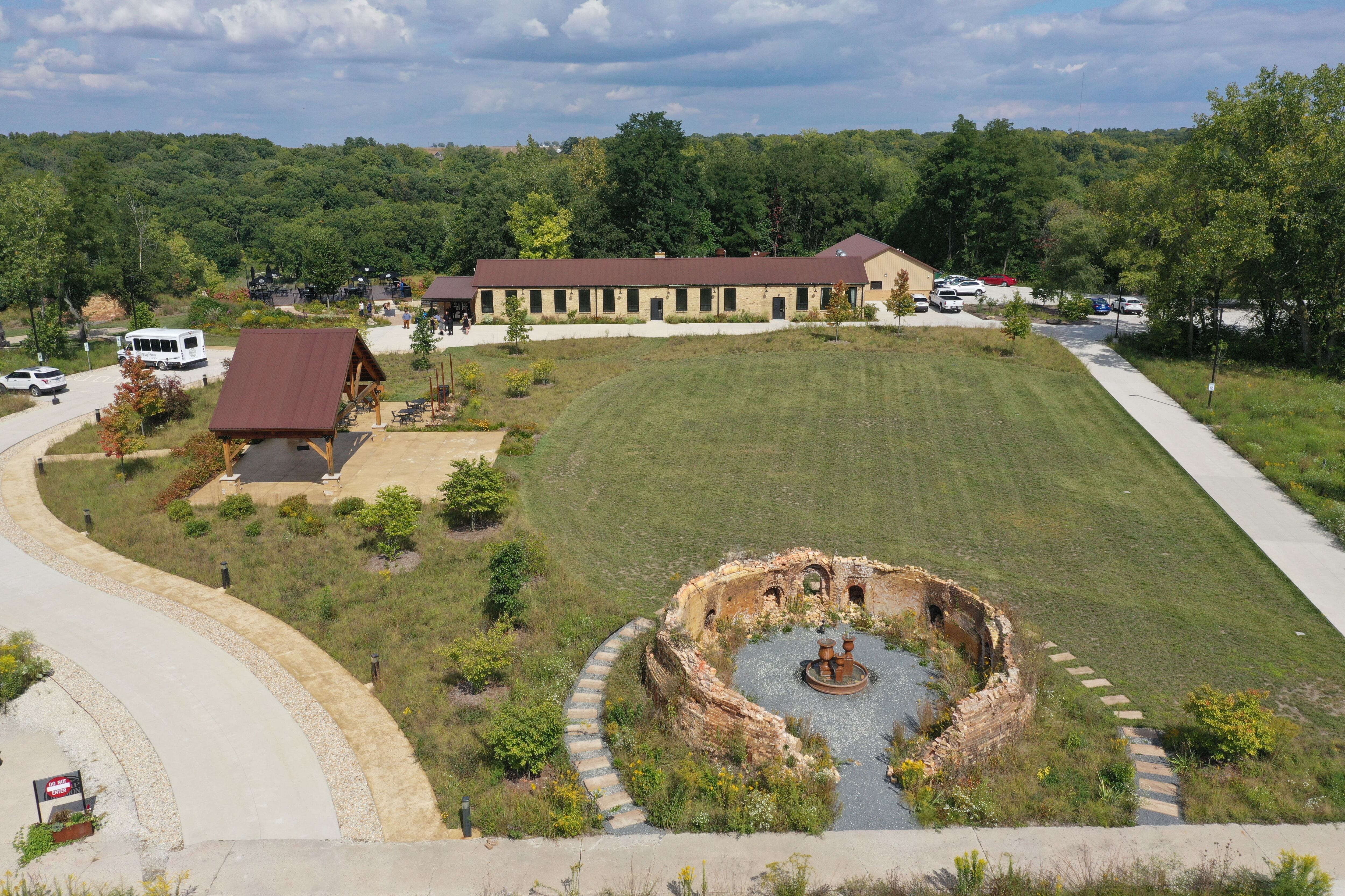 An aerial view of Camp Aramoni on Monday, Sept. 18, 2023 near Lowell. The camp was a former brickyard.